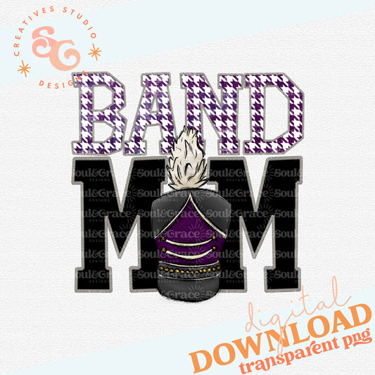Faux Stitched Band Mom - Purple