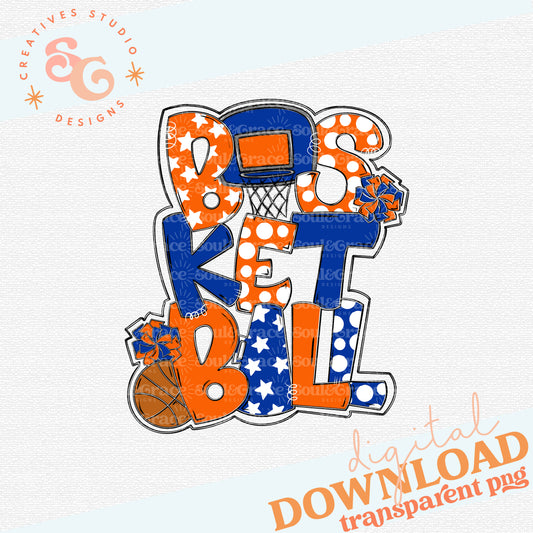 Basketball Word Art Royal Orange