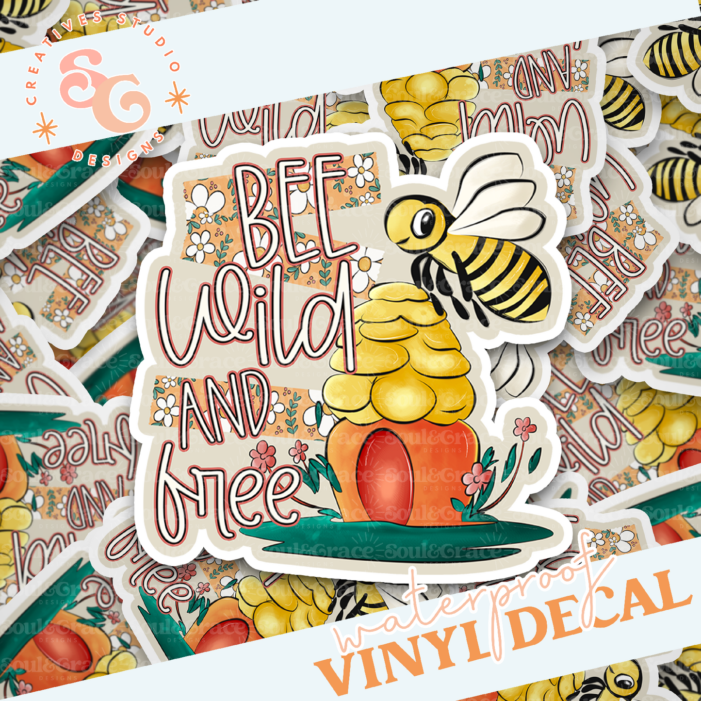 Bee Wild and Free Vinyl Decal