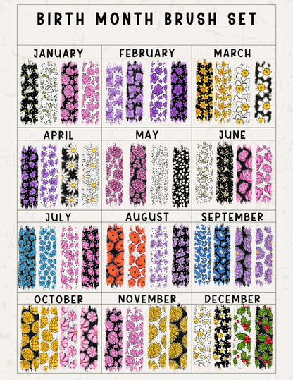 BIRTH MONTH FLOWER BRUSH STROKE CUSTOM