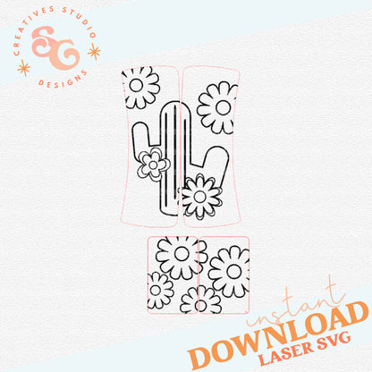 Cactus and Flowers Hair Clip Cover [SVG]