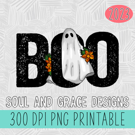 Boo Ghost with Flowers