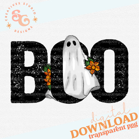 Boo Ghost with Flowers