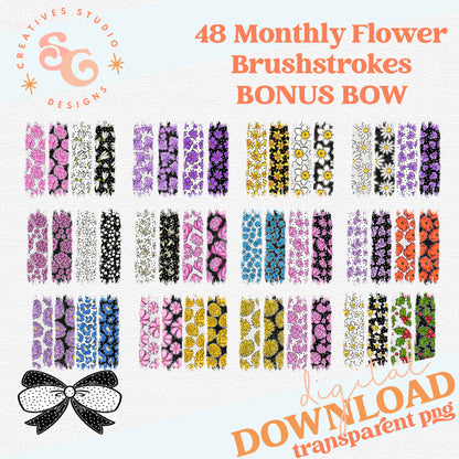 BIRTH MONTH FLOWER BRUSHSTROKE SET WITH BONUS BOW