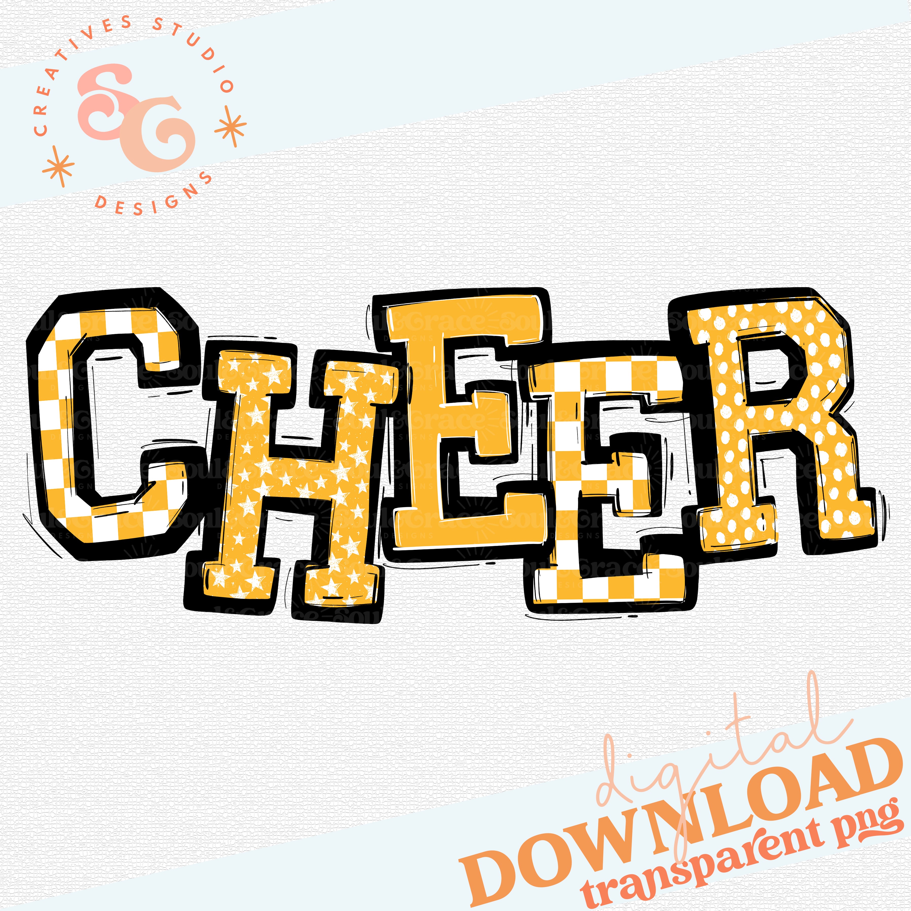 Yellow Cheer Pattern CHEER SO SPORTY YELLOW – Soul & Grace Designs