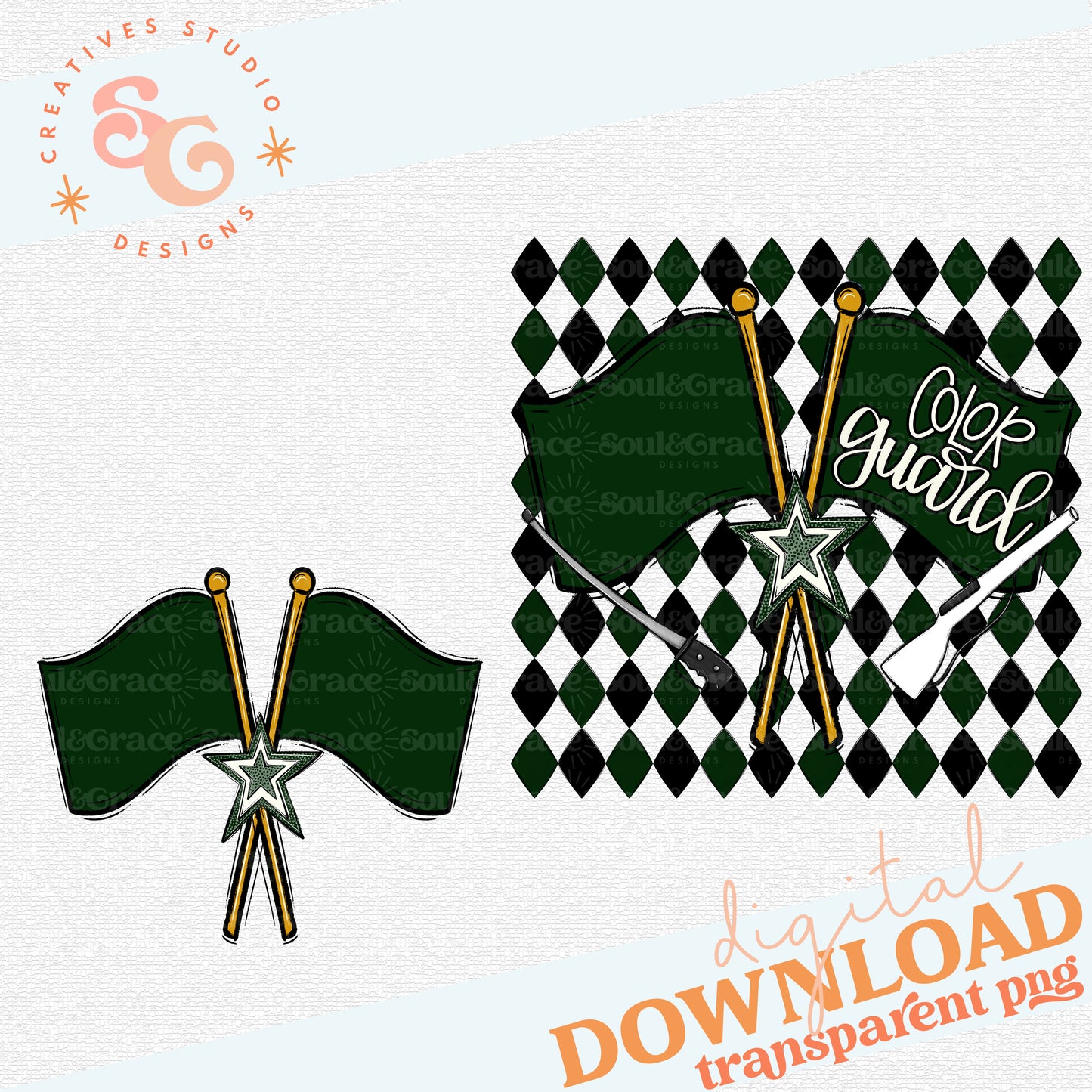 COLOR GUARD ARGYLE DARK GREEN