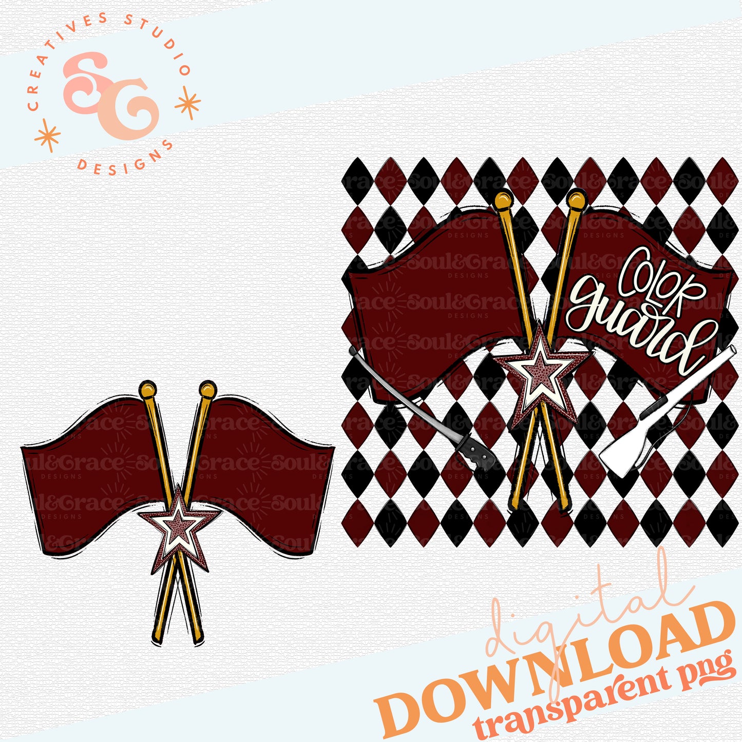 COLOR GUARD ARGYLE MAROON