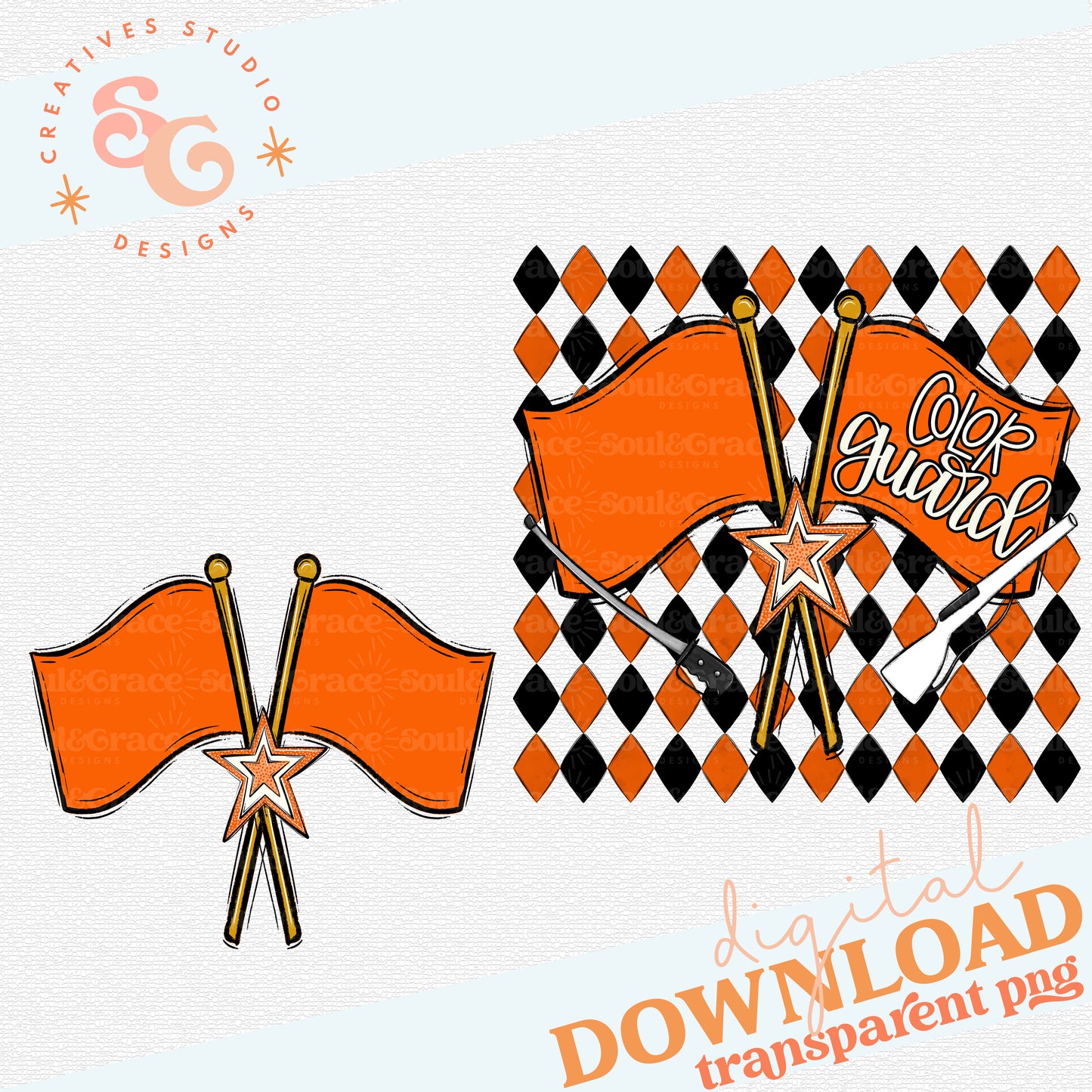 COLOR GUARD ARGYLE ORANGE