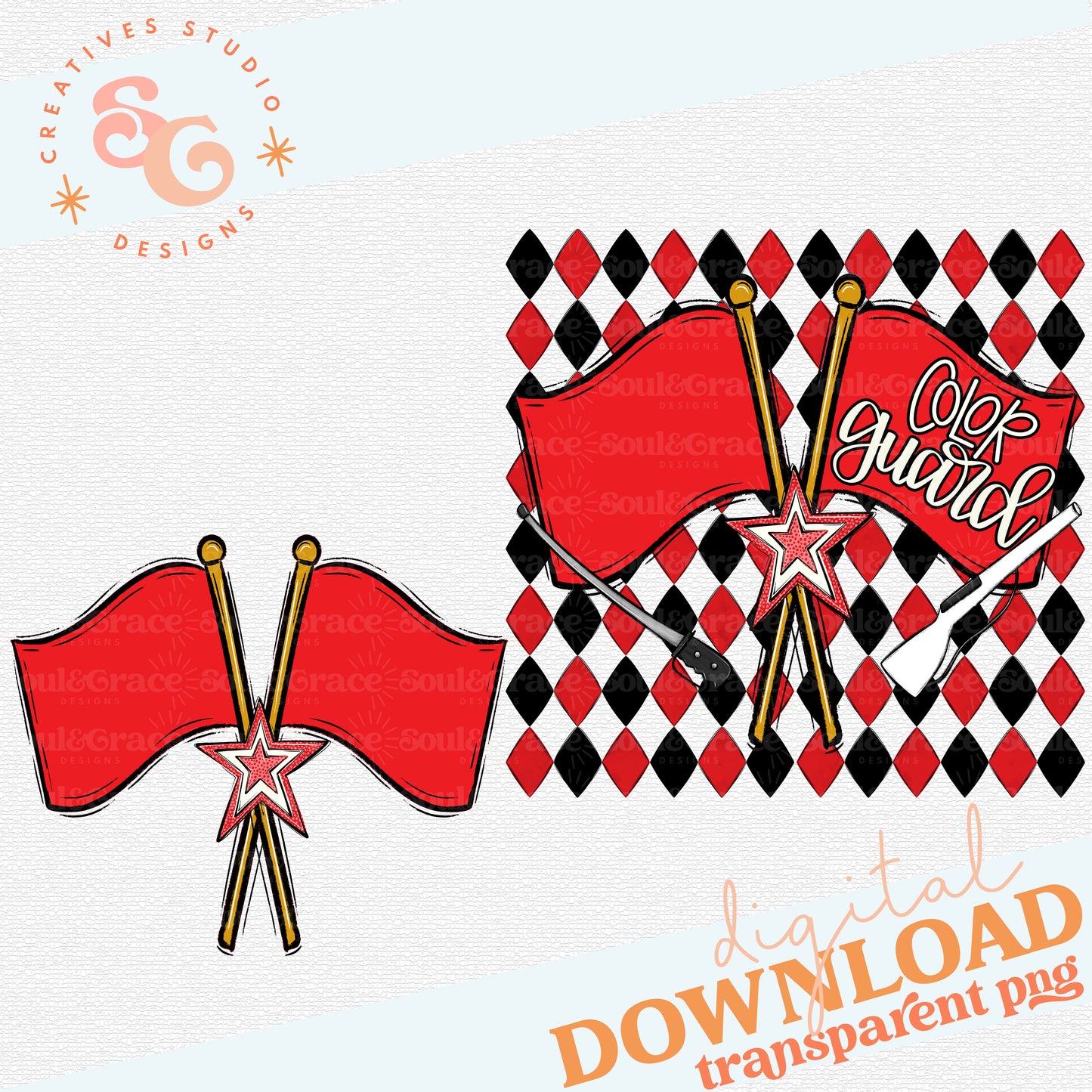 COLOR GUARD ARGYLE RED