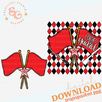 COLOR GUARD ARGYLE RED