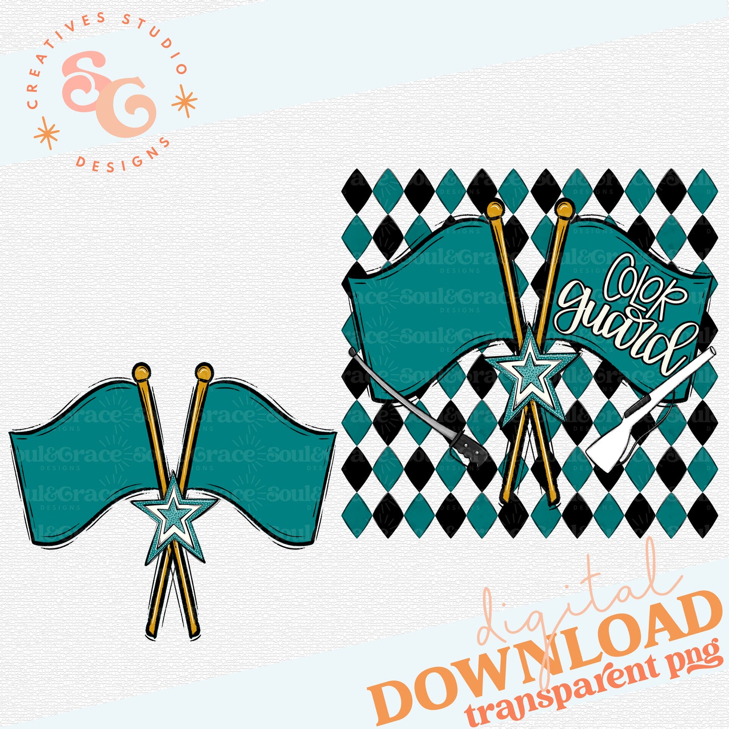 COLOR GUARD ARGYLE TEAL