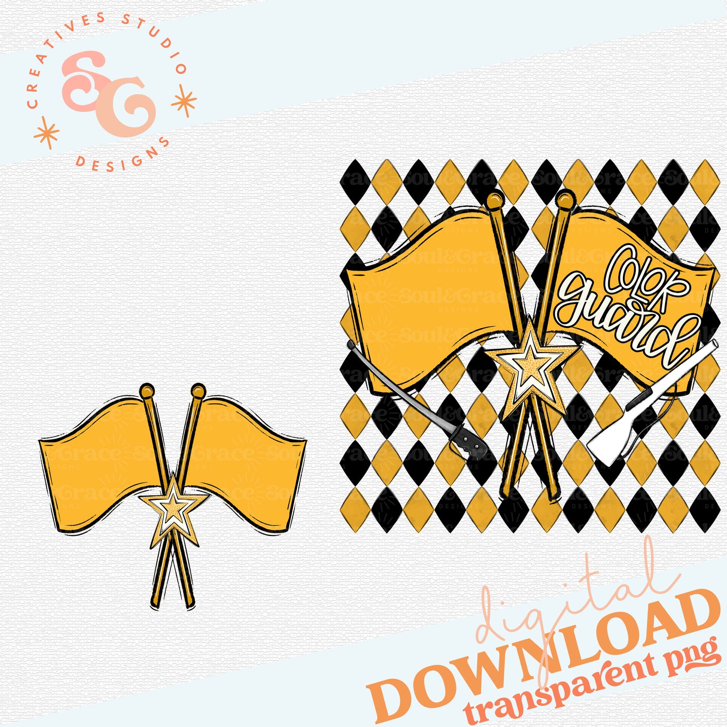 COLOR GUARD ARGYLE YELLOW