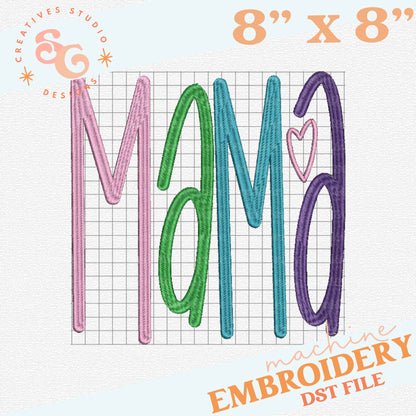 MAMA LETTERING MACHINE EMBROIDERY FILE 3.75" & 8" WIDE  [DST FORMAT]