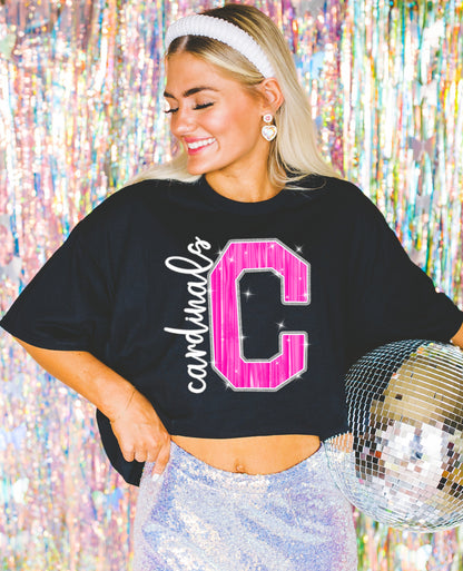 C Cardinals Pink Sparkle Mascot - Team Name - Pink Out - School Spirit - PNG