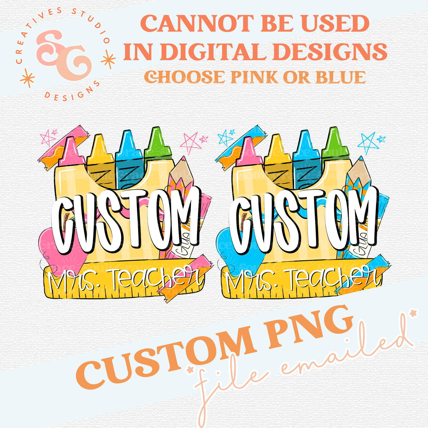 BACK TO SCHOOL BLUE OR PINK CUSTOM