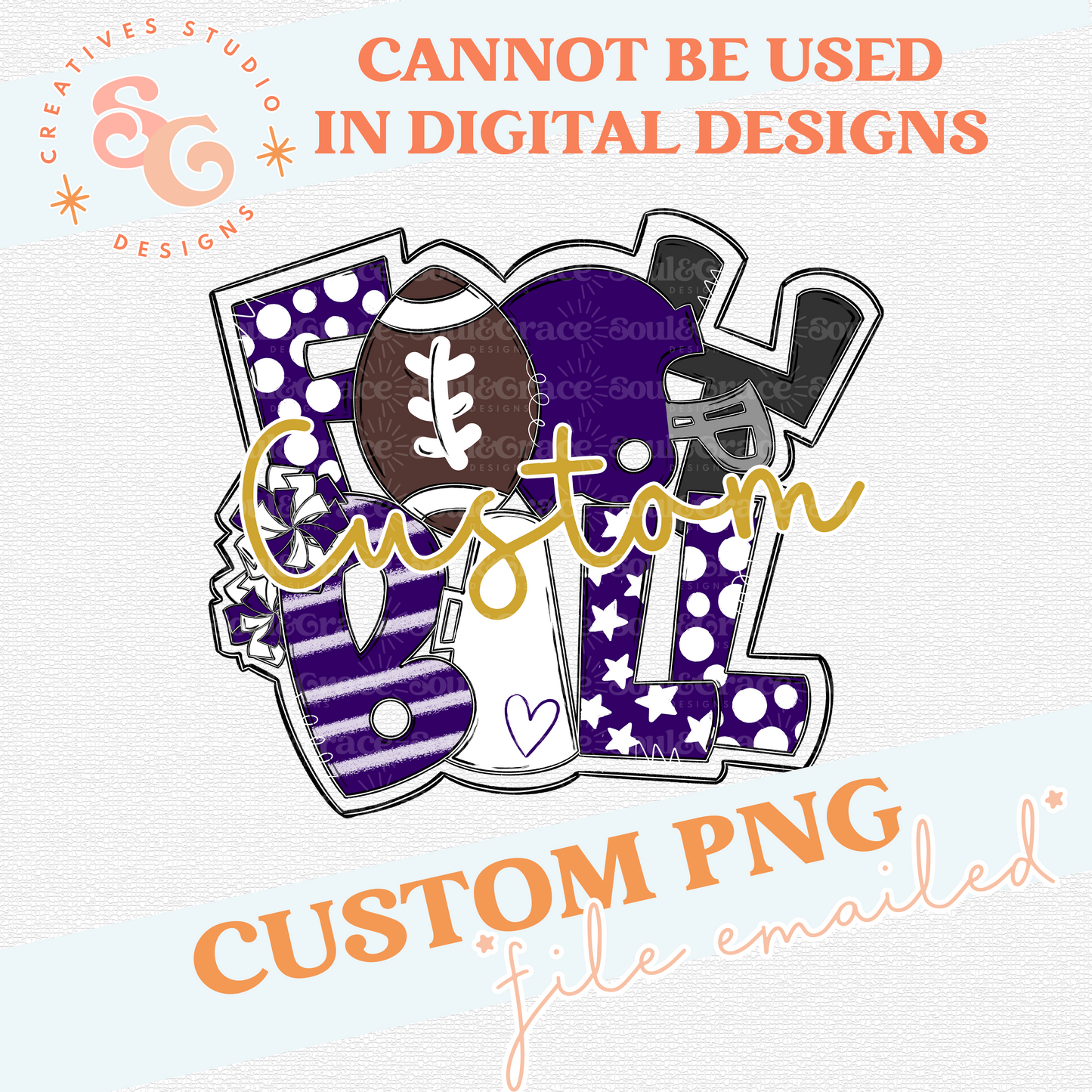 FOOTBALL WORD ART MASCOT CUSTOM