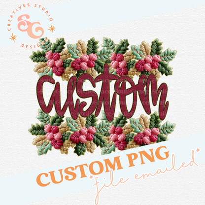 FRENCH KNOT HOLLY BORDER - CUSTOM