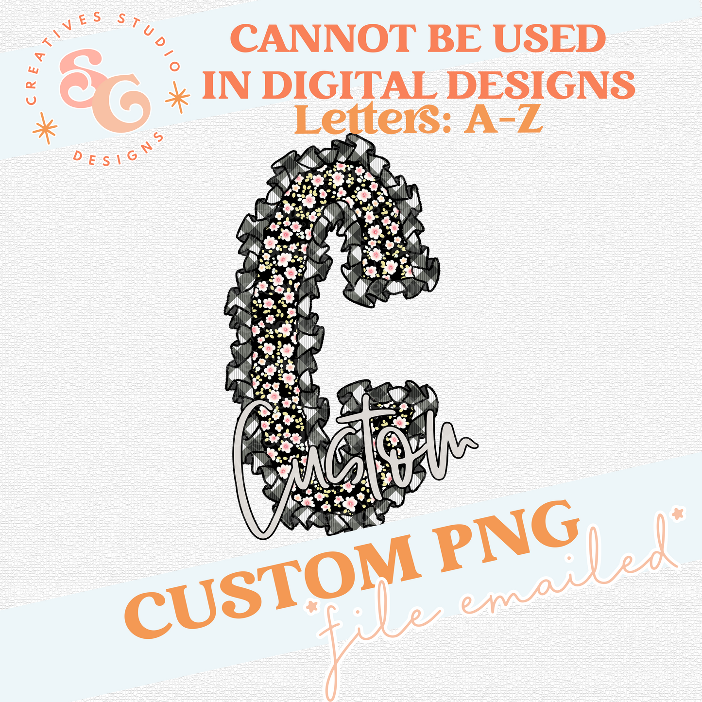 FLORAL AND GINGHAM RUFFLE INITIAL CUSTOM