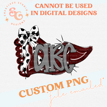 PENNANTS AND BOWS MASCOT CUSTOM - BLOCK LETTERING