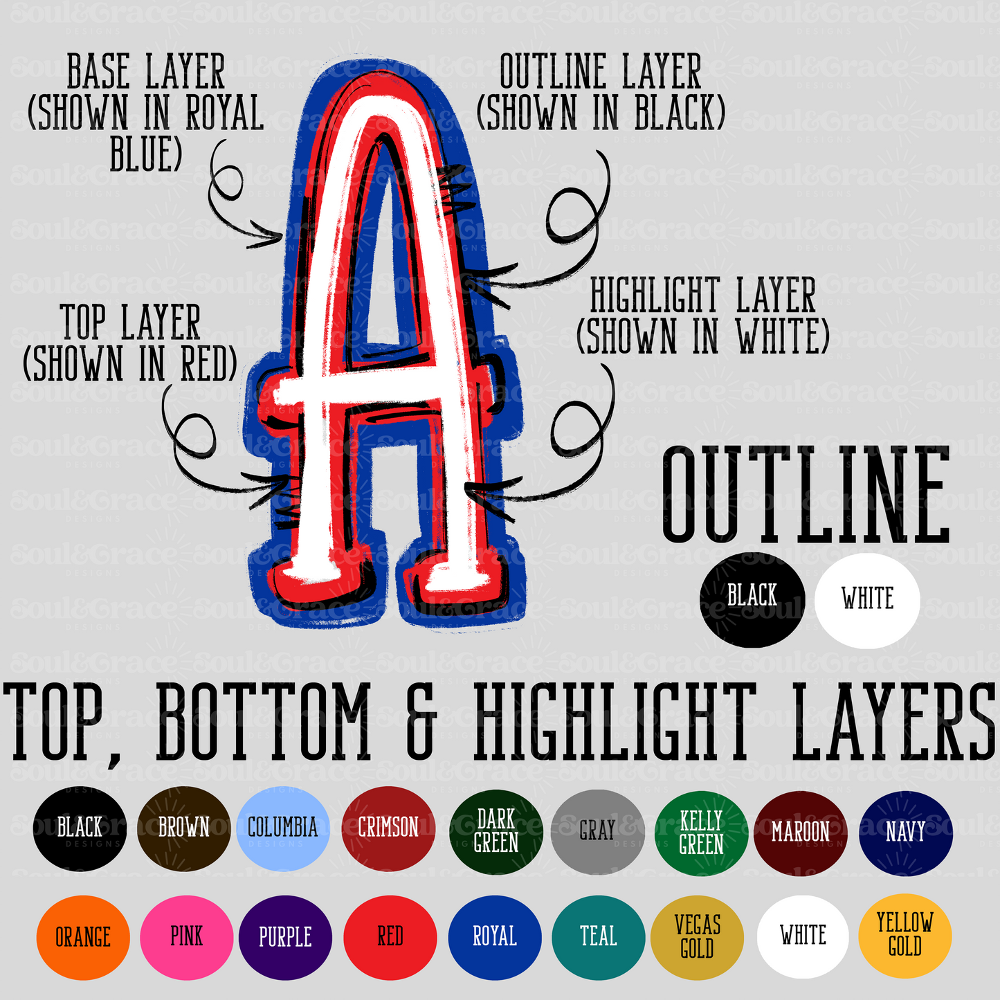 SPIRIT STACKED CUSTOM - INITIALS ONLY