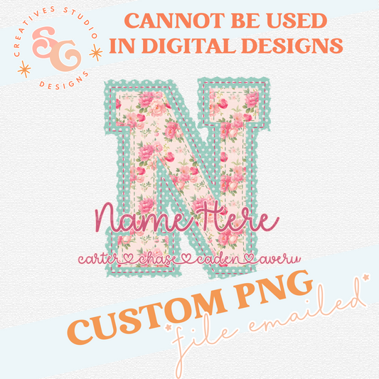 SWEET VINTAGE INITIAL WITH FAMILY NAMES CUSTOM