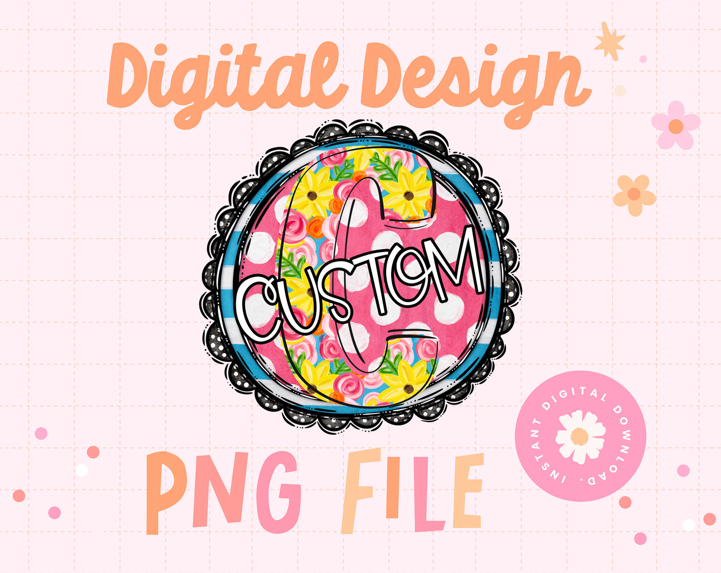 Sunny Floral Circle CUSTOM NAME