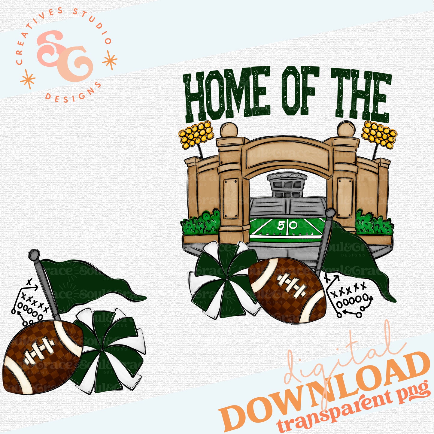 DARK GREEN HOME OF THE STADIUMS