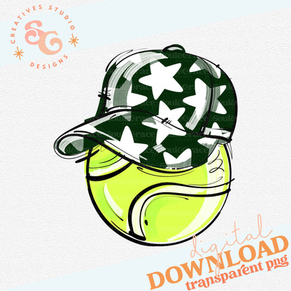 DARK GREEN PLAY BALL HAPPY FACE TENNIS