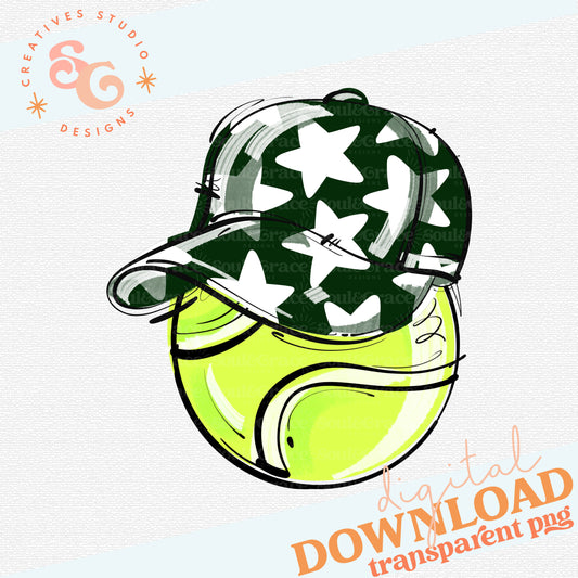 DARK GREEN PLAY BALL HAPPY FACE TENNIS