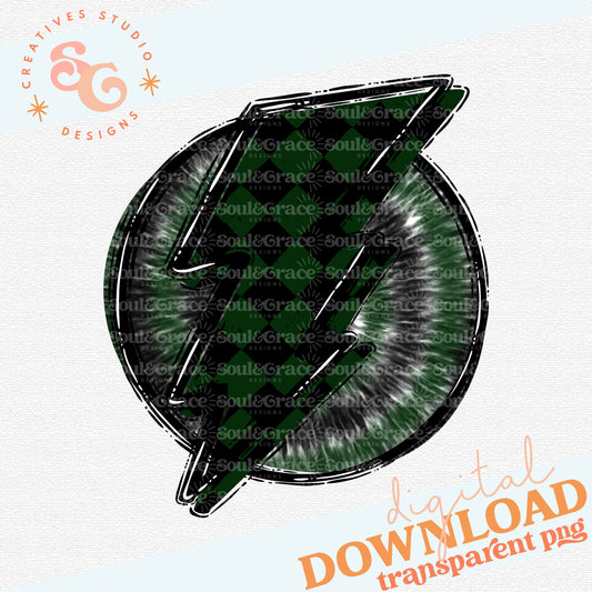 Doodle Bolt and Tie Dye Dark Green Black Checkered