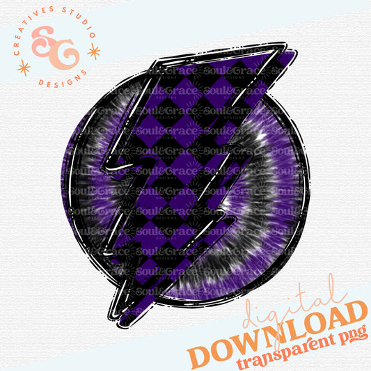 Doodle Bolt and Tie Dye Purple Black Checkered