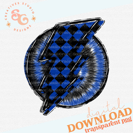 Doodle Bolt and Tie Dye Royal Black Checkered