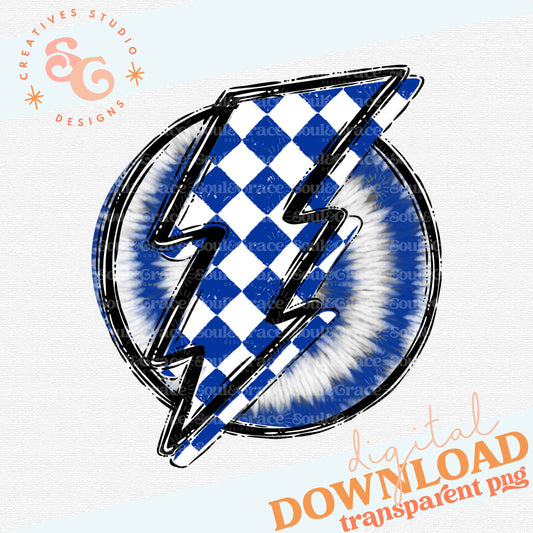 Doodle Bolt and Tie Dye Royal White Checkered