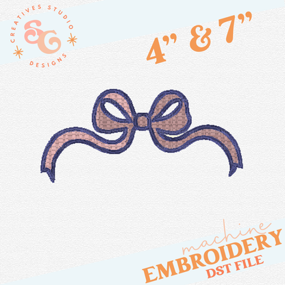 WIDE BOW 4" & 7"  Machine Embroidery Design [DST & PES]