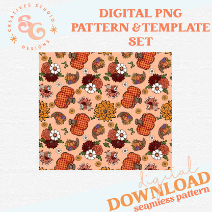 FLOWERY FALL PAPER SET - INCLUDES 12 X 12 SEAMLESS, COMPOSITION COVER, 20 OZ TUMBLER WRAP AND BOOKMARK FILE