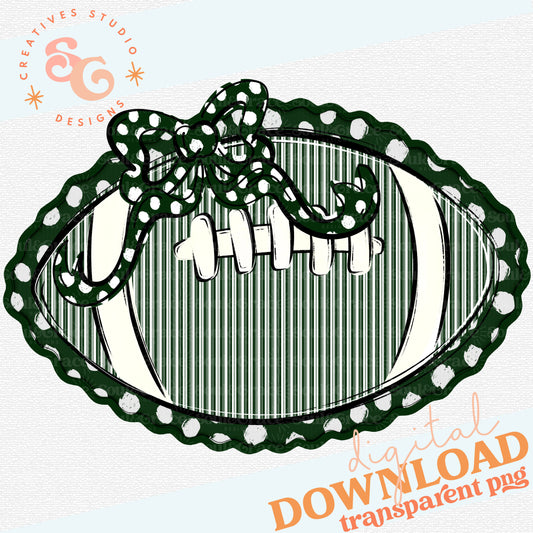 FOOTBALLS AND BOWS DARK GREEN
