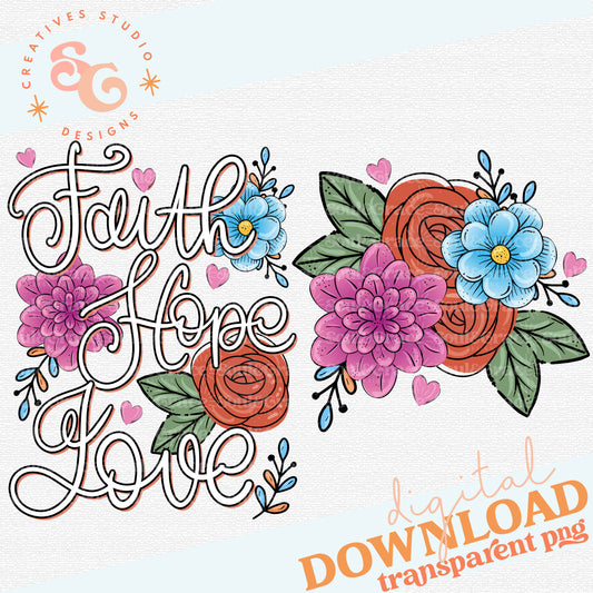 Faith Hope Love Hand Lettered