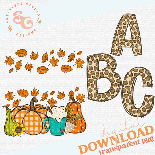 Fall Family Name with Leopard Alphabet