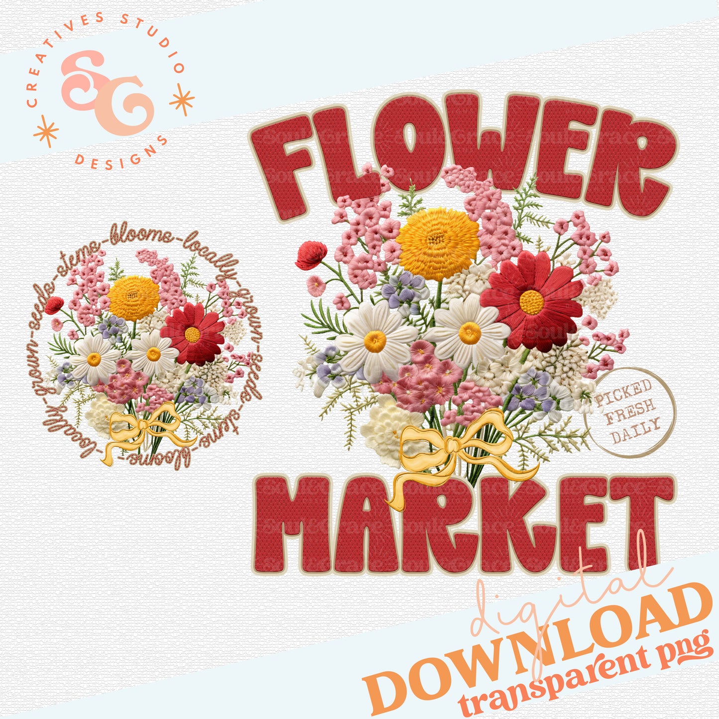 FLOWER MARKET WITH POCKET PNG
