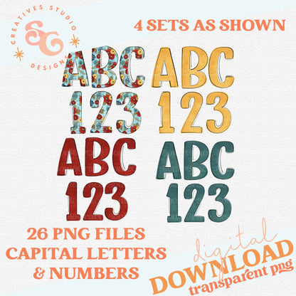 Floral Fun Alphabet and Numbers Set - Four Sets Included