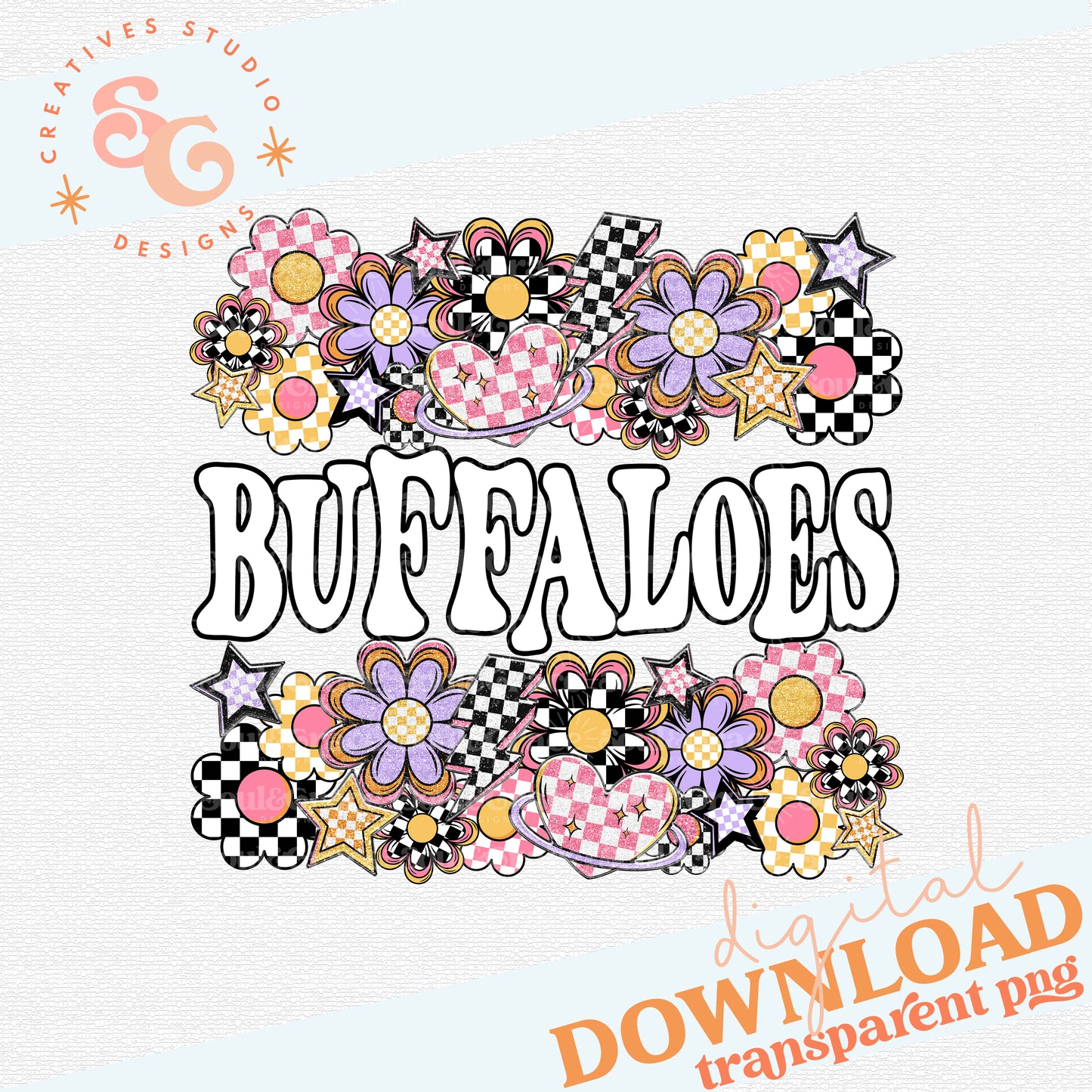 Funky Flowers Mascots BUFFALOES