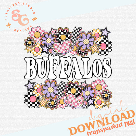 Funky Flowers Mascots Buffalos