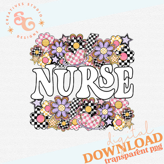 Funky Flowers Words NURSE