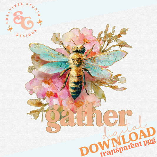 GATHER BEE ON FLOWERS