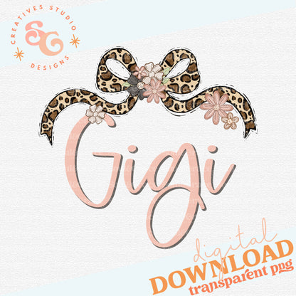 GIGI LEOPARD BOW WITH FLOWERS