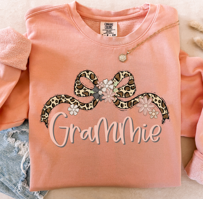 GRAMMIE LEOPARD BOW WITH FLOWERS