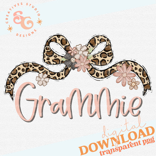 GRAMMIE LEOPARD BOW WITH FLOWERS