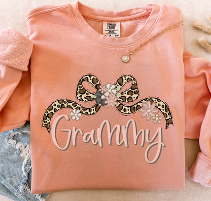 GRAMMY LEOPARD BOW WITH FLOWERS