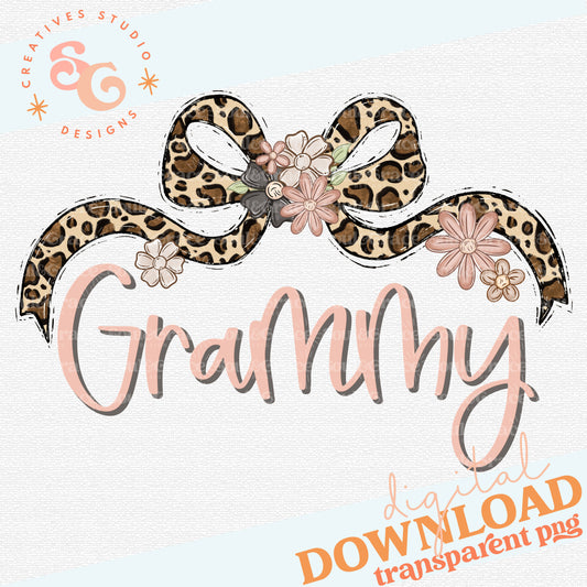 GRAMMY LEOPARD BOW WITH FLOWERS