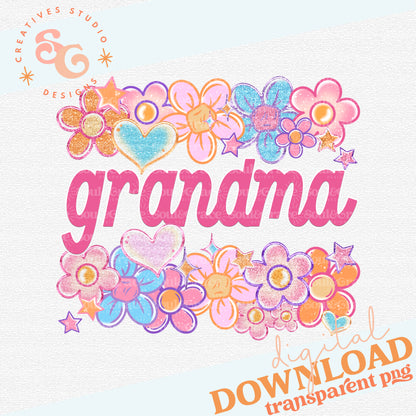 GRANDMA Floral Heart Family Names